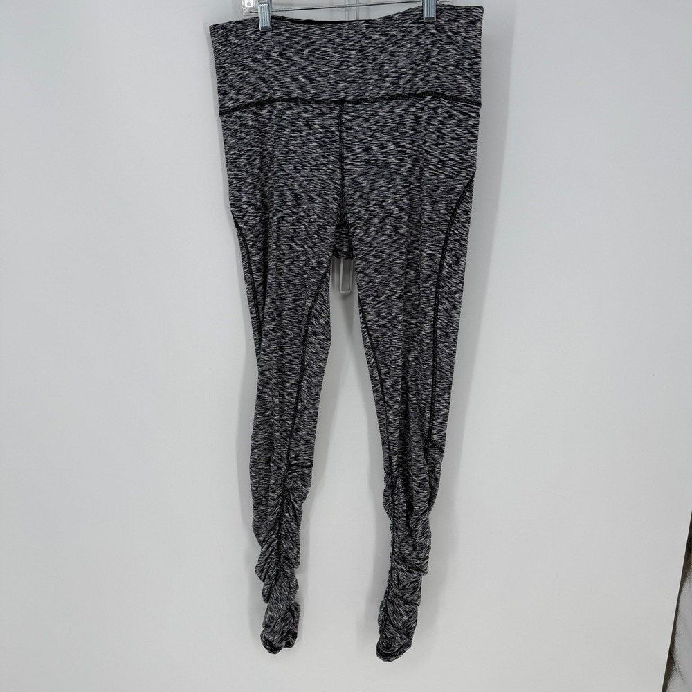 Lululemon Leggings Womens 10 Gray Space Dye Ruched High Rise Yoga Active Gymwear